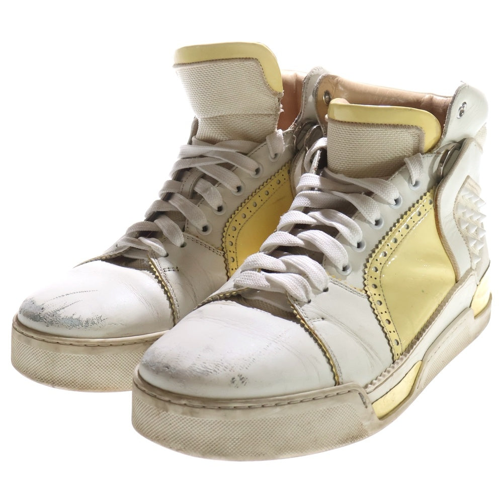 CHRISTIAN LOUBOUTIN(クリスチャンルブタン) Louis パテント スパイクスタッズ ハイカットスニーカーシューズ ホワイト