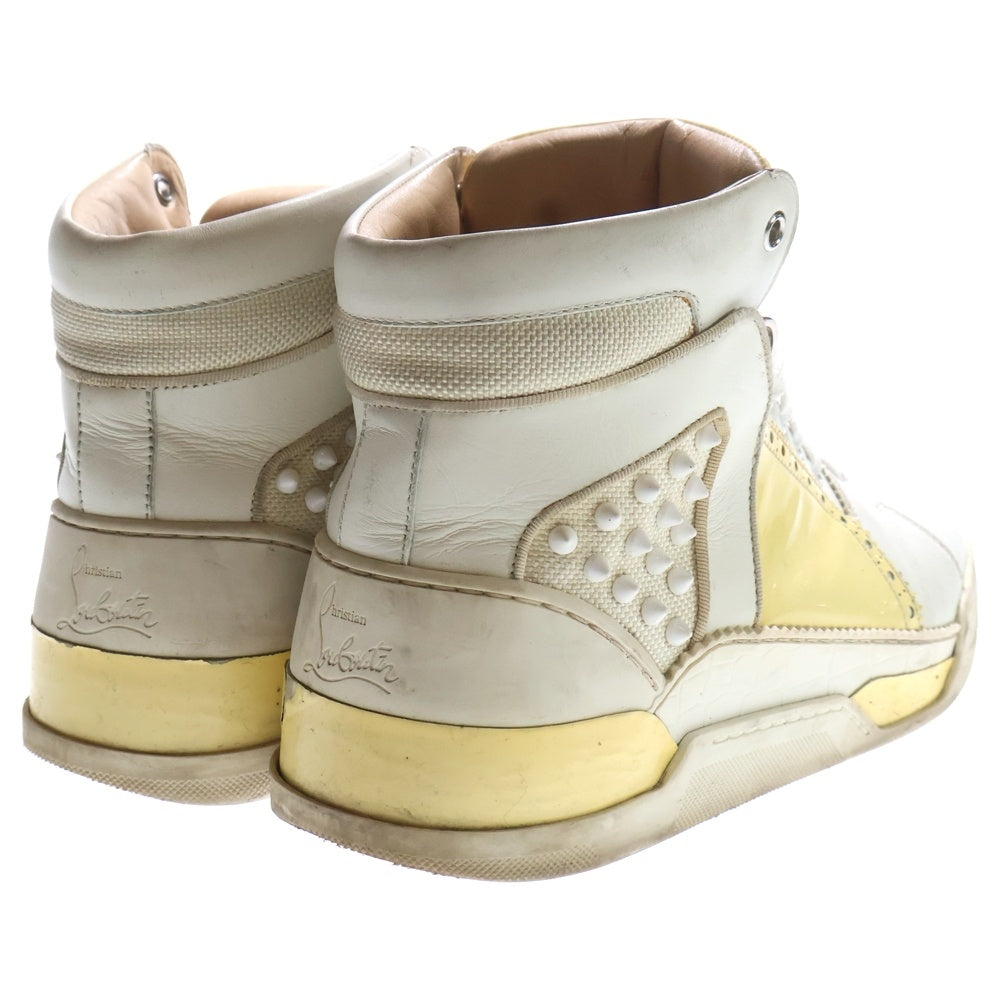 CHRISTIAN LOUBOUTIN(クリスチャンルブタン) Louis パテント スパイクスタッズ ハイカットスニーカーシューズ ホワイト