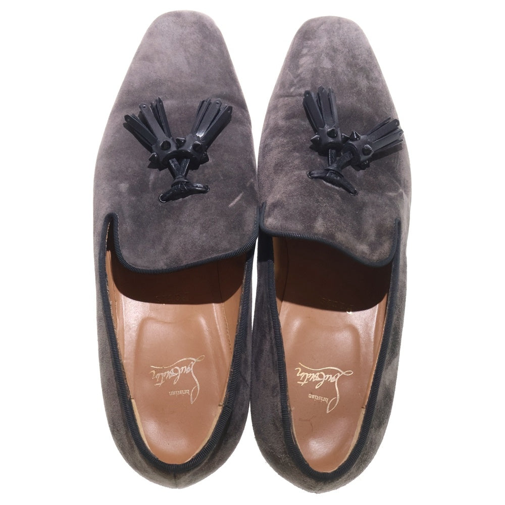 CHRISTIAN LOUBOUTIN(クリスチャンルブタン) スエード スパイク タッセルローファー グレー