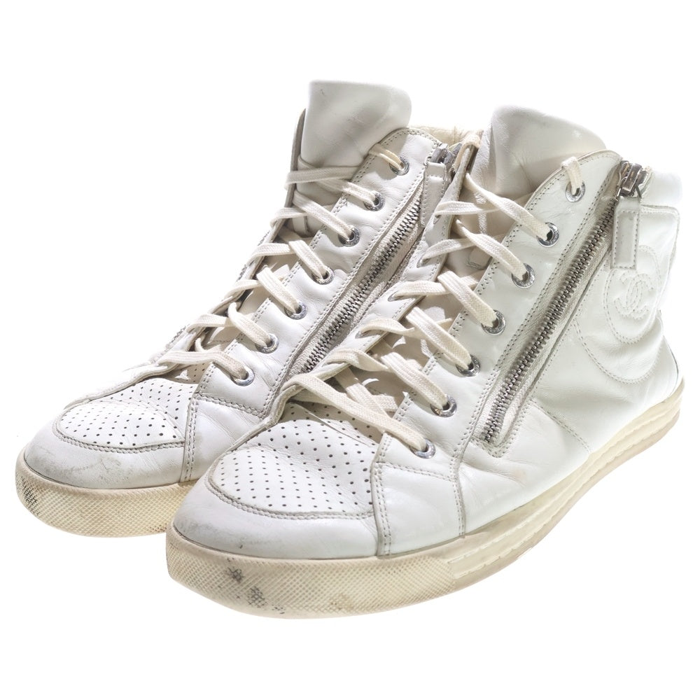 CHANEL ハイカットスニーカー ココマーク ホワイト CHANEL(シャネル) ココマーク サイドジップハイカットスニーカー