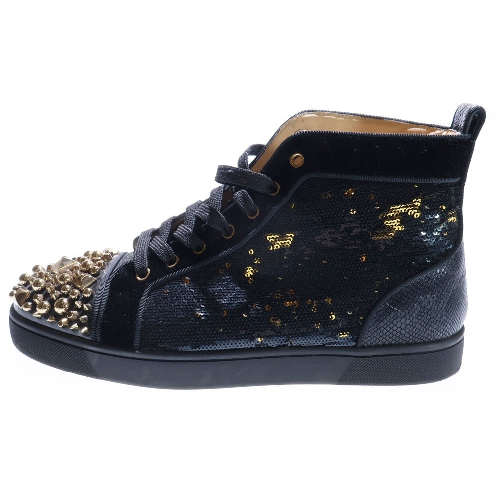 CHRISTIAN LOUBOUTIN(クリスチャンルブタン) Louis スパンコール スパイクスタッズ ハイカットスニーカーシューズ ブラック/ゴールド