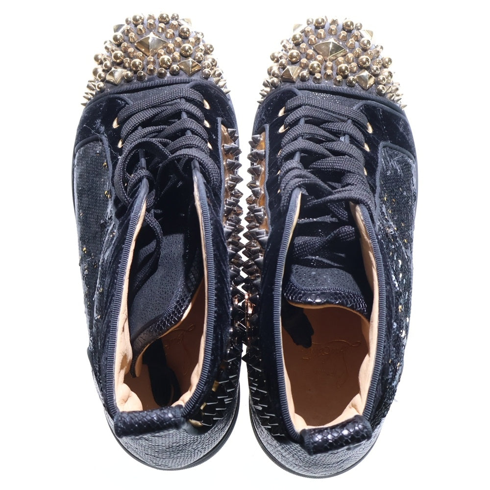 CHRISTIAN LOUBOUTIN(クリスチャンルブタン) Louis スパンコール スパイクスタッズ ハイカットスニーカーシューズ ブラック/ゴールド