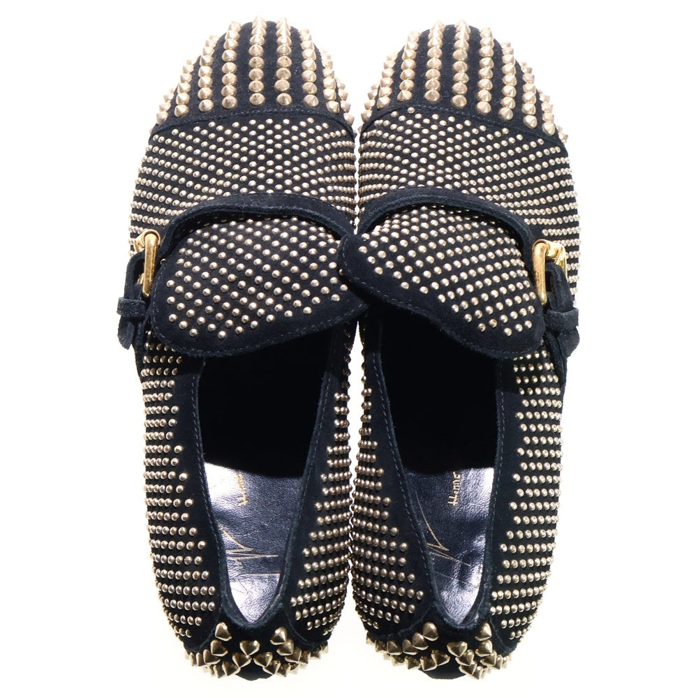 GIUSEPPE ZANOTTI(ジュゼッペ ザノッティ) スパイクスタッズ ベルト ローファー ブラック/シルバー