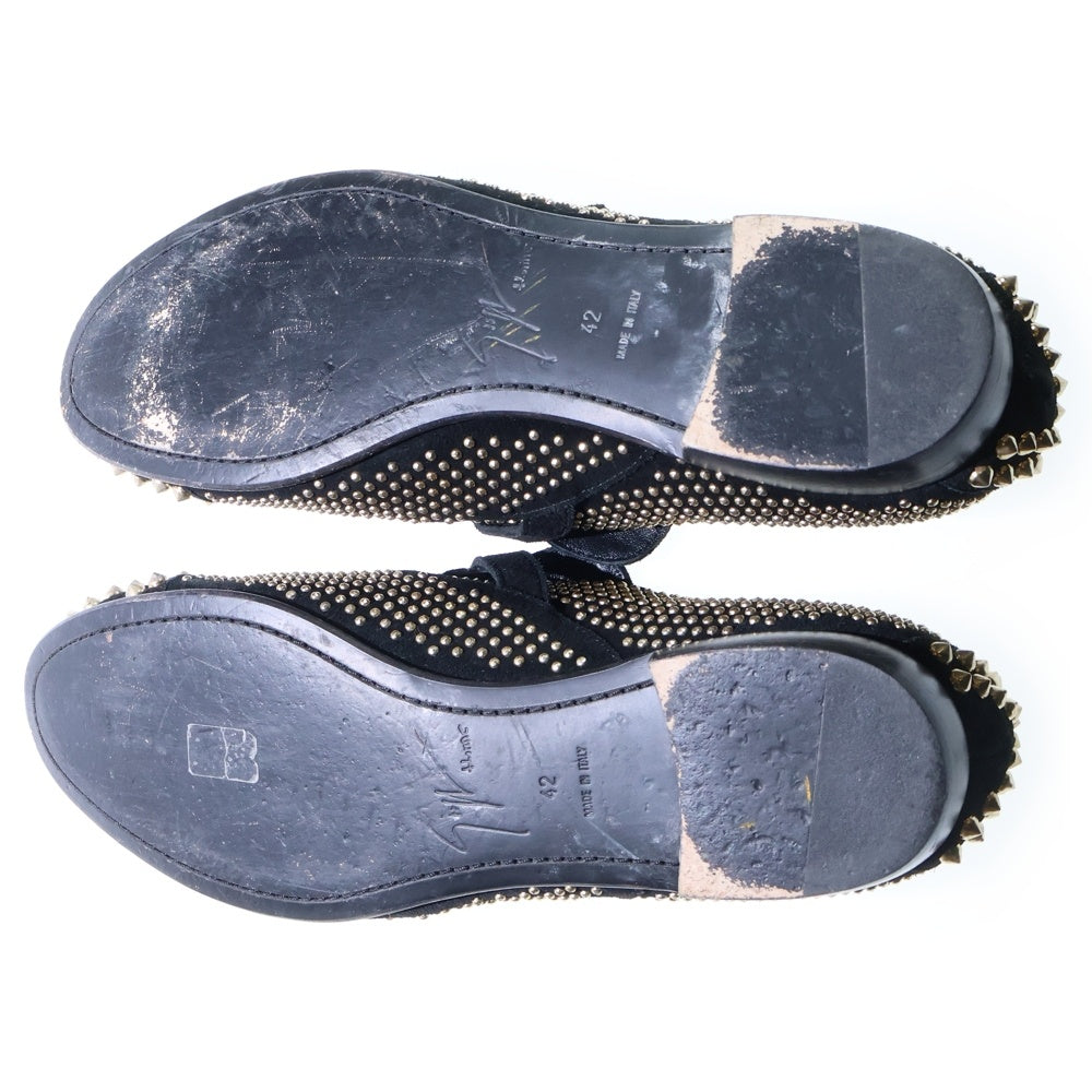 GIUSEPPE ZANOTTI(ジュゼッペ ザノッティ) スパイクスタッズ ベルト ローファー ブラック/シルバー