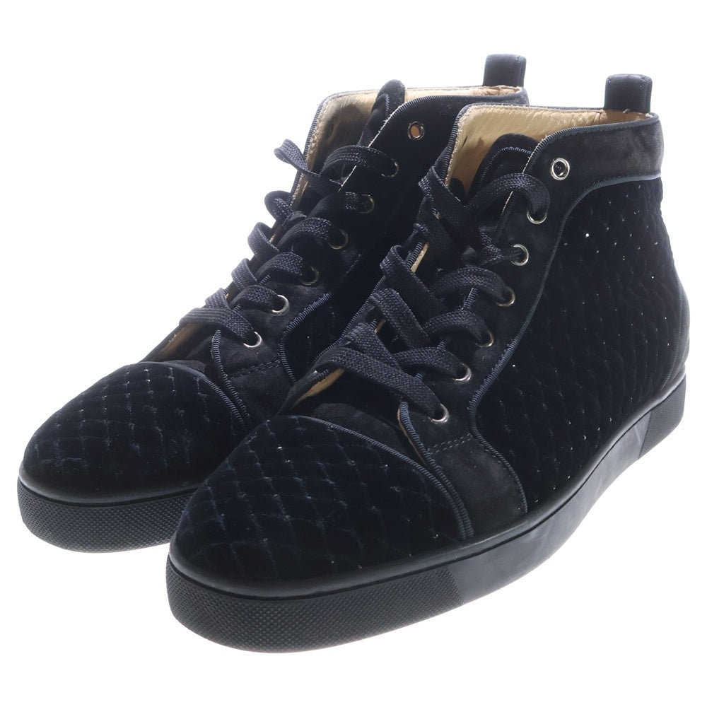 CHRISTIAN LOUBOUTIN(クリスチャンルブタン) ベロア キルティング ハイカットスニーカーシューズ ブラック