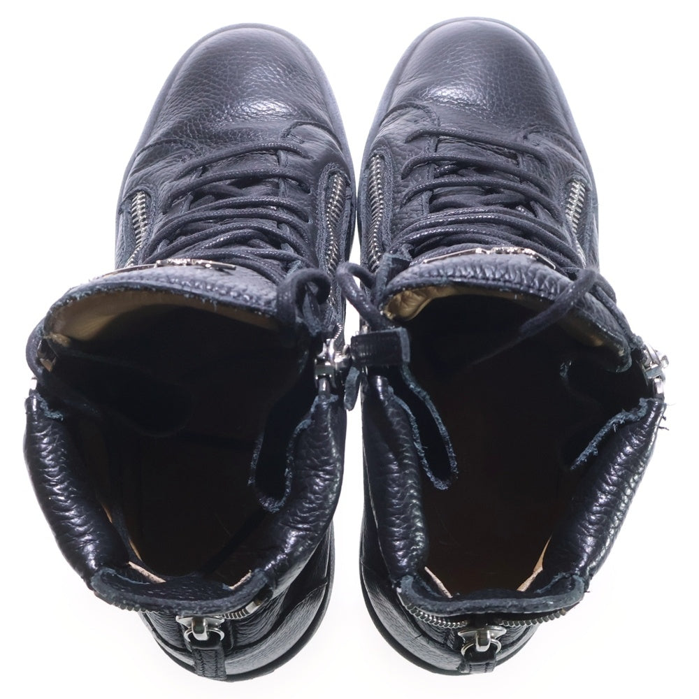 GIUSEPPE ZANOTTI(ジュゼッペ ザノッティ) サイドジップ レザーハイカットスニーカーシューズ ブラック
