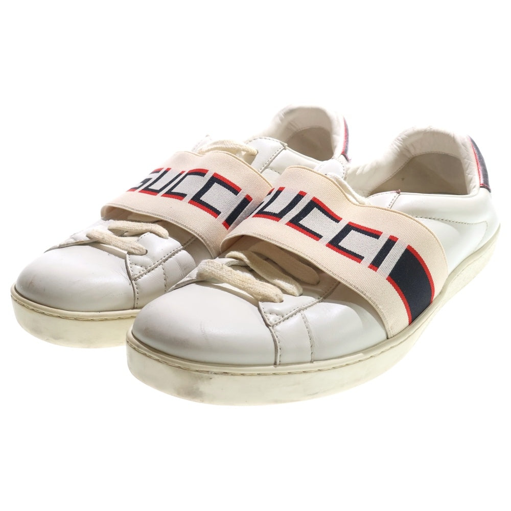 GUCCI(グッチ) ロゴライン レザー ローカットスニーカー ホワイト 523469