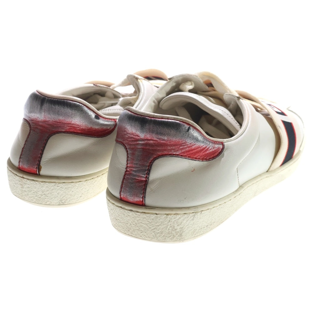 GUCCI(グッチ) ロゴライン レザー ローカットスニーカー ホワイト 523469