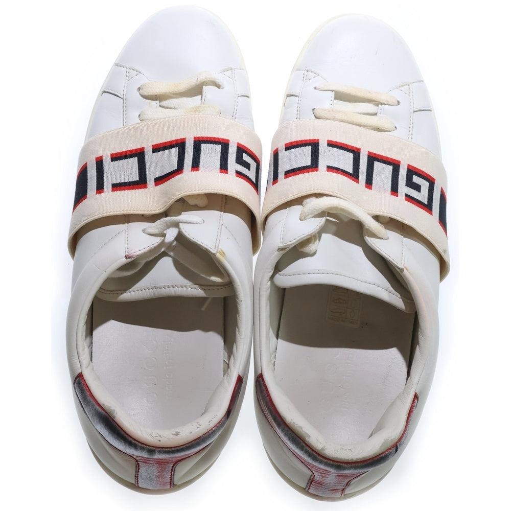 GUCCI(グッチ) ロゴライン レザー ローカットスニーカー ホワイト 523469