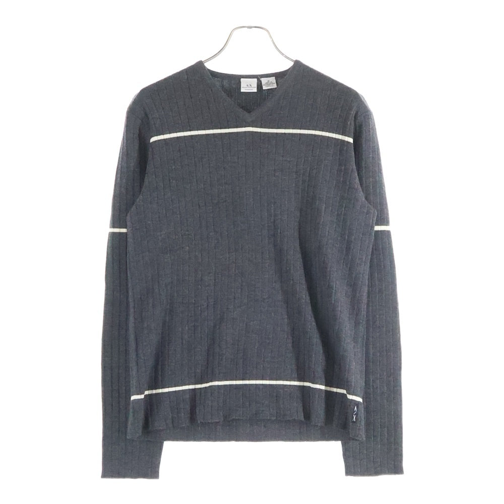Armani Exchange(アルマーニ エクスチェンジ) Vネック ウールニットセーター グレー