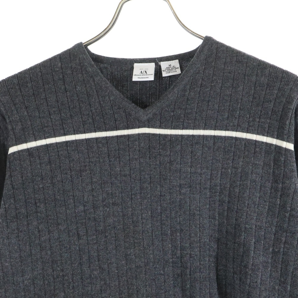 Armani Exchange(アルマーニ エクスチェンジ) Vネック ウールニットセーター グレー