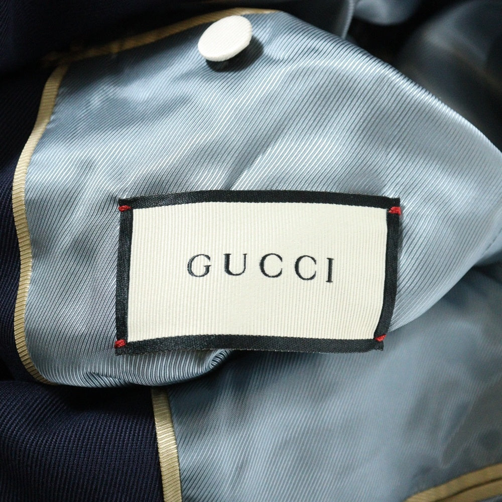 GUCCI(グッチ) ビーブローチ ノッチドラペル 金ボタン テーラードジャケット ネイビー 598648
