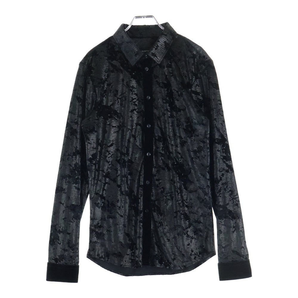 EMPORIO ARMANI(エンポリオアルマーニ) クラック加工 ベロア 長袖シャツ ブラック