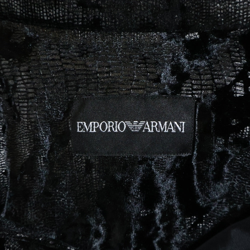 EMPORIO ARMANI(エンポリオアルマーニ) クラック加工 ベロア 長袖シャツ ブラック