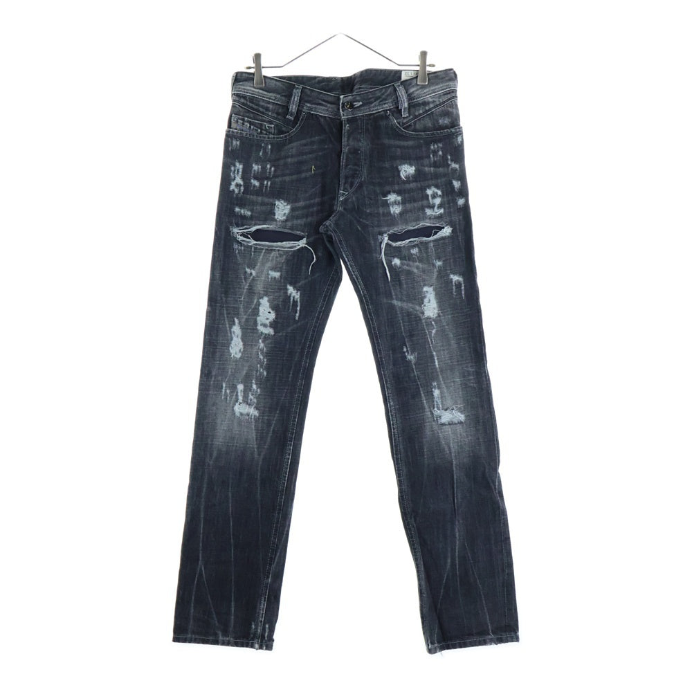 DIESEL(ディーゼル) POIAK L.32 ダメージ加工 ストレッチ スリム スキニーデニムパンツ ブラック 008ZB