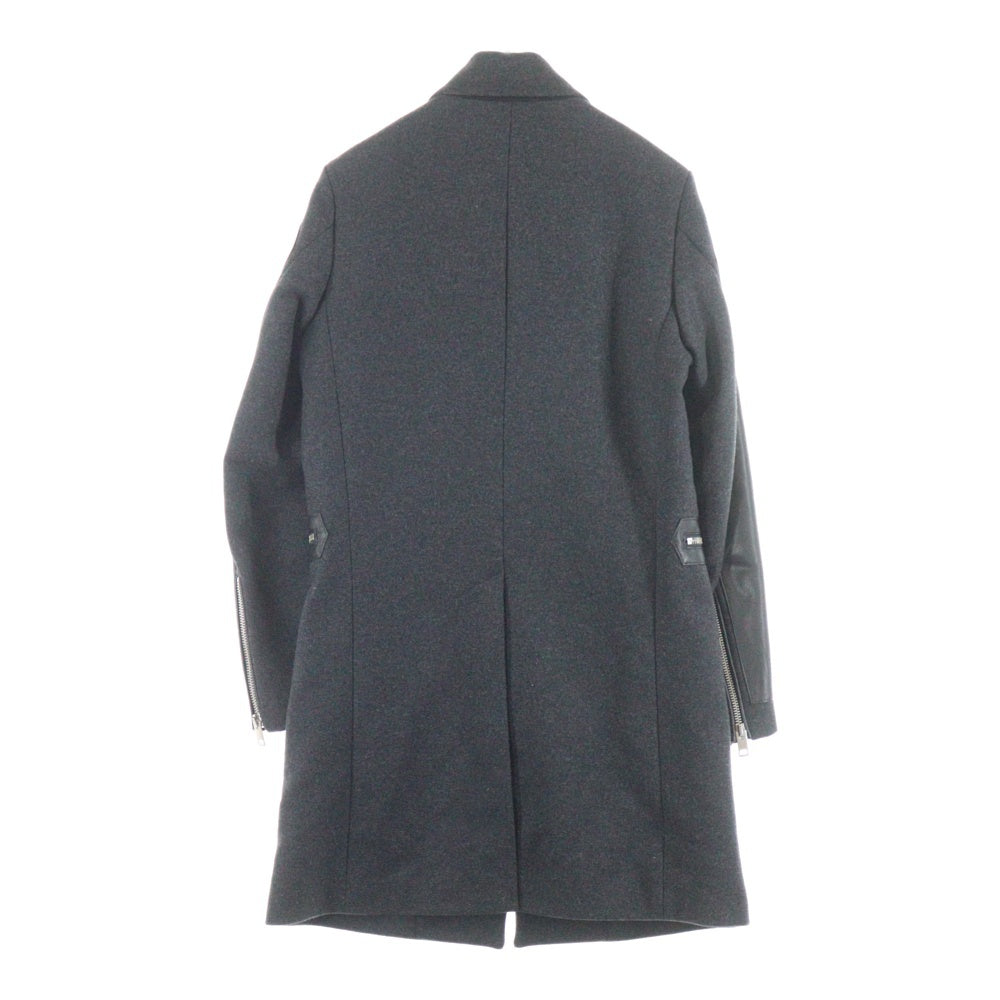 DIESEL(ディーゼル) レザー切替 ウール ロング チェスターコート グレー