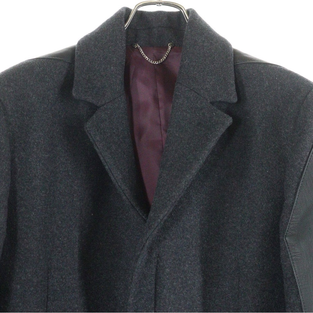 DIESEL(ディーゼル) レザー切替 ウール ロング チェスターコート グレー