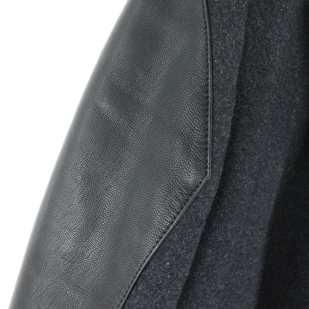 DIESEL(ディーゼル) レザー切替 ウール ロング チェスターコート グレー