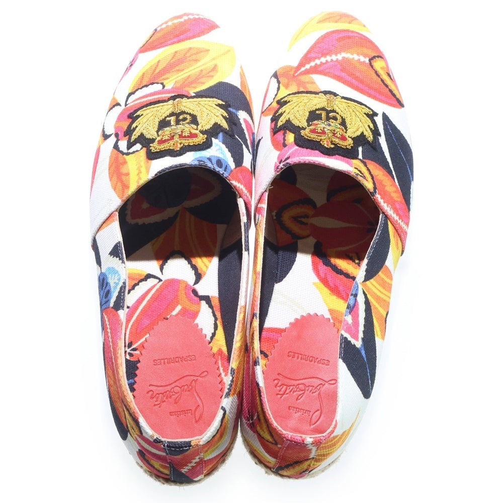 CHRISTIAN LOUBOUTIN(クリスチャンルブタン) ALFREDO FLAT PONY クラウン刺繍 エスパドリーユ スリッポン ローカットシューズ マルチ