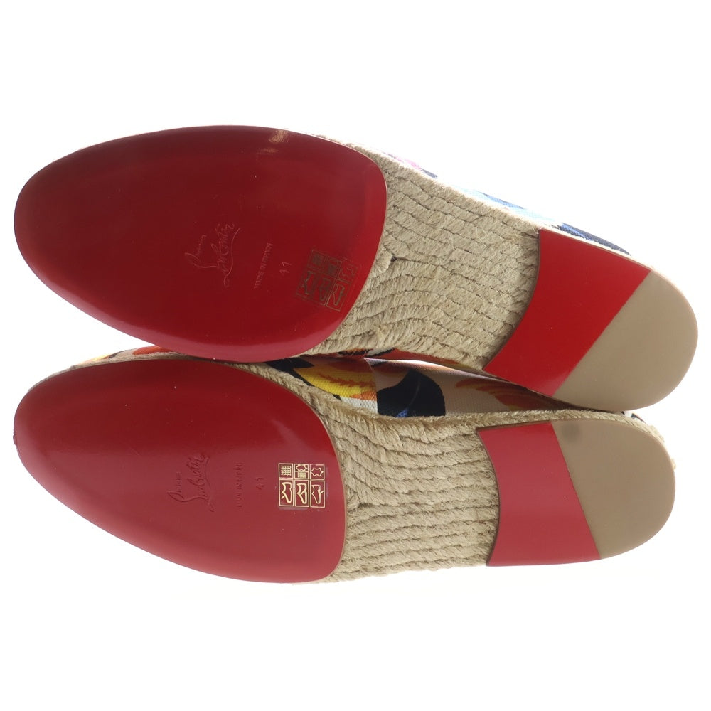 CHRISTIAN LOUBOUTIN(クリスチャンルブタン) ALFREDO FLAT PONY クラウン刺繍 エスパドリーユ スリッポン ローカットシューズ マルチ