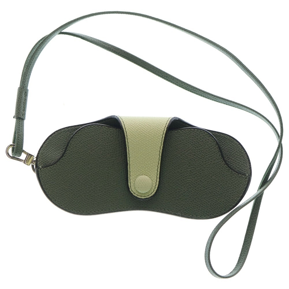 Valextra(ヴァレクストラ) ストラップ付 レザーメガネケース グリーン レディース