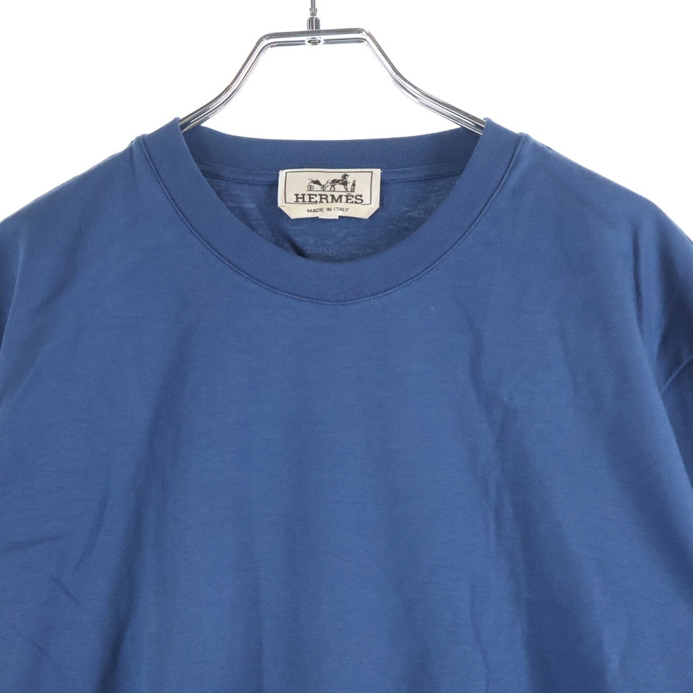 HERMES(エルメス) サドルステッチ クルーネック半袖Tシャツ ネイビー