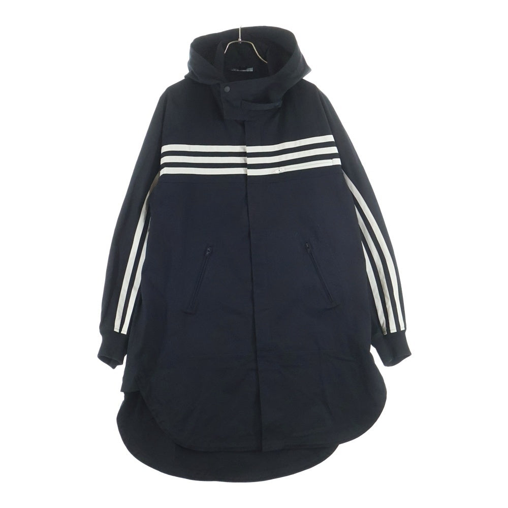 Y-3(ワイスリー) GABARDINE HOODED SHIRT 3ライン モッズコート ブラック FJ0473