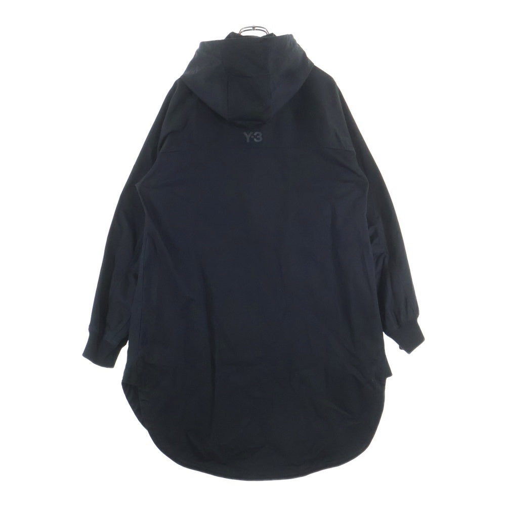 Y-3(ワイスリー) GABARDINE HOODED SHIRT 3ライン モッズコート ブラック FJ0473