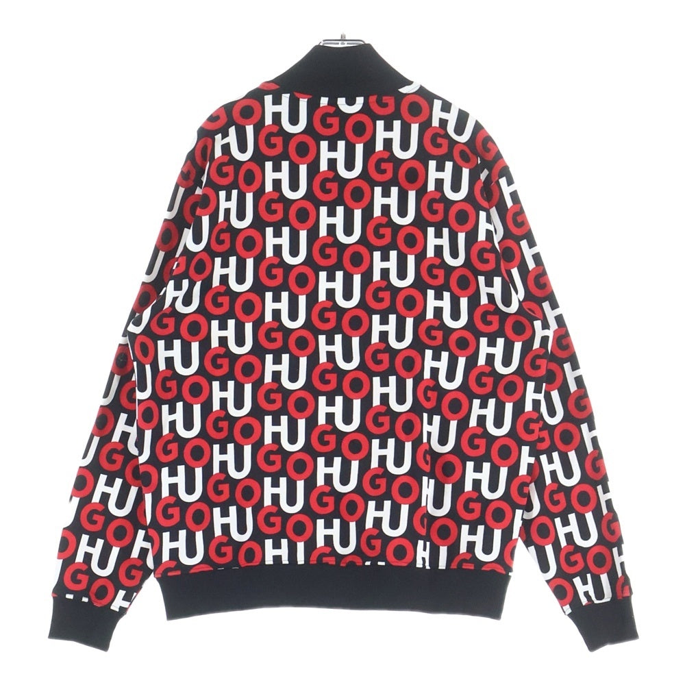 HUGO BOSS(ヒューゴボス) ロゴ総柄 ハーフジップ スウェットトレーナー レッド/ブラック