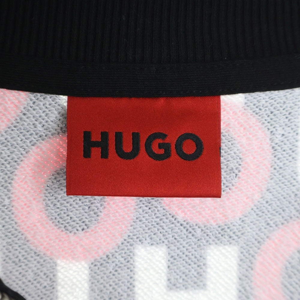 HUGO BOSS(ヒューゴボス) ロゴ総柄 ハーフジップ スウェットトレーナー レッド/ブラック