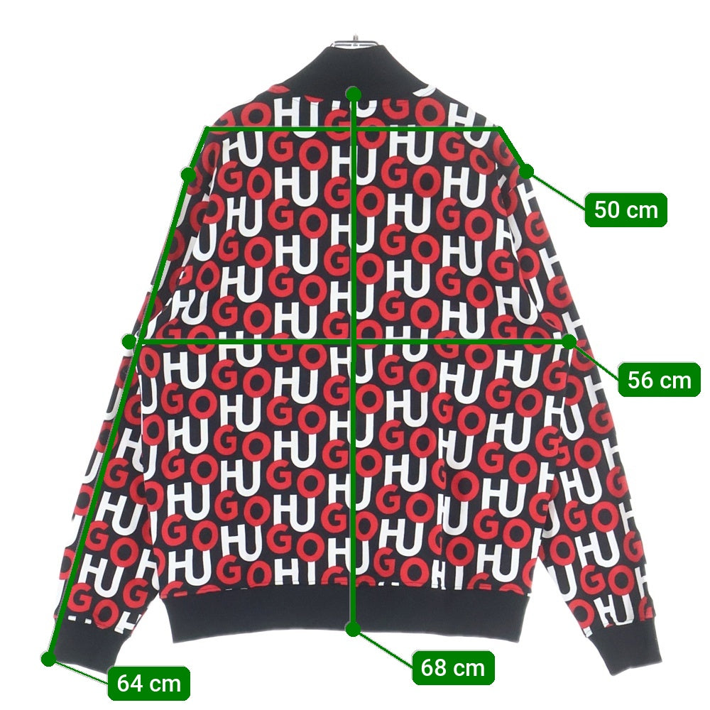 HUGO BOSS(ヒューゴボス) ロゴ総柄 ハーフジップ スウェットトレーナー レッド/ブラック