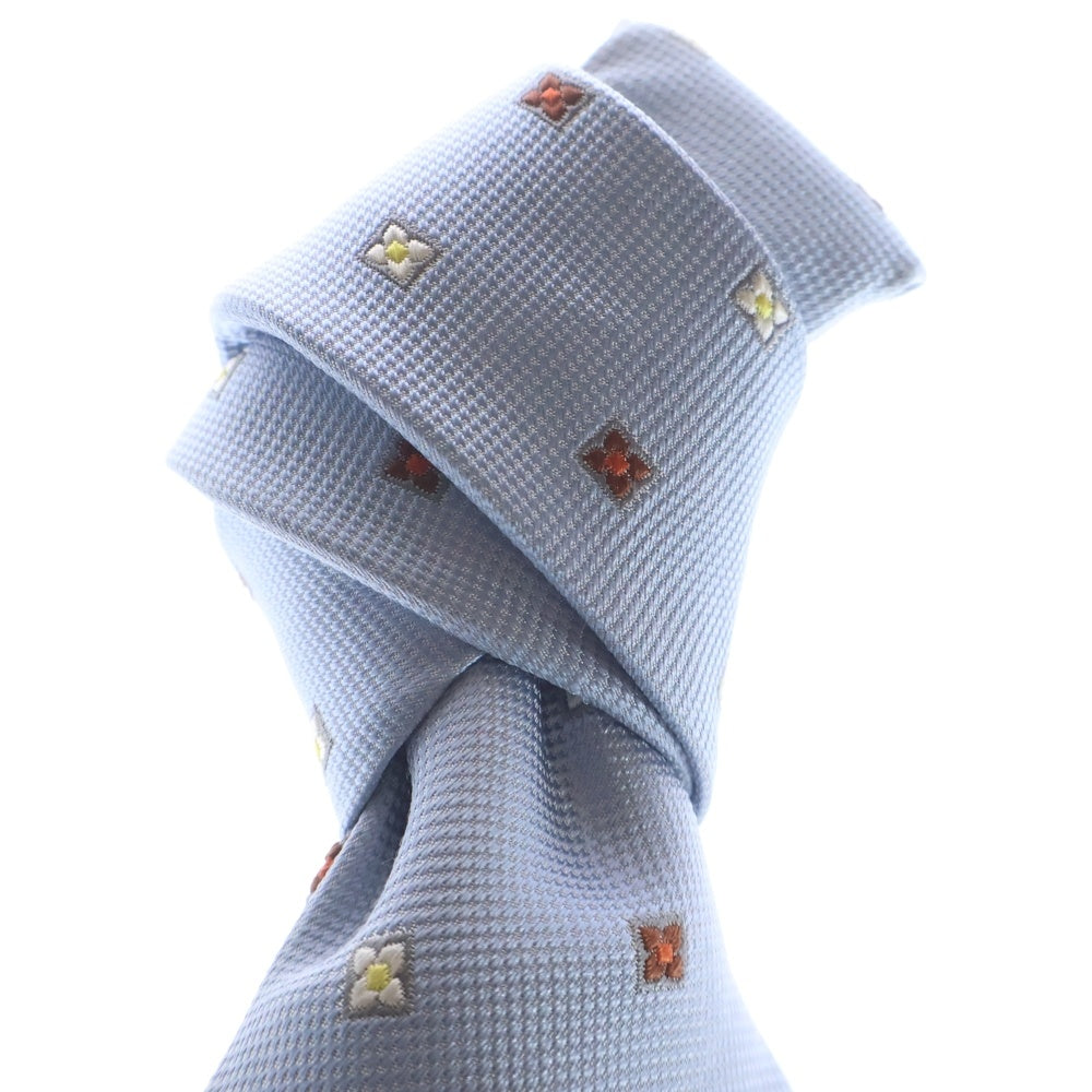 BURBERRY BLACK LABEL(バーバリー ブラックレーベル) フラワー 小紋柄 シルク ネクタイ ライトブルー