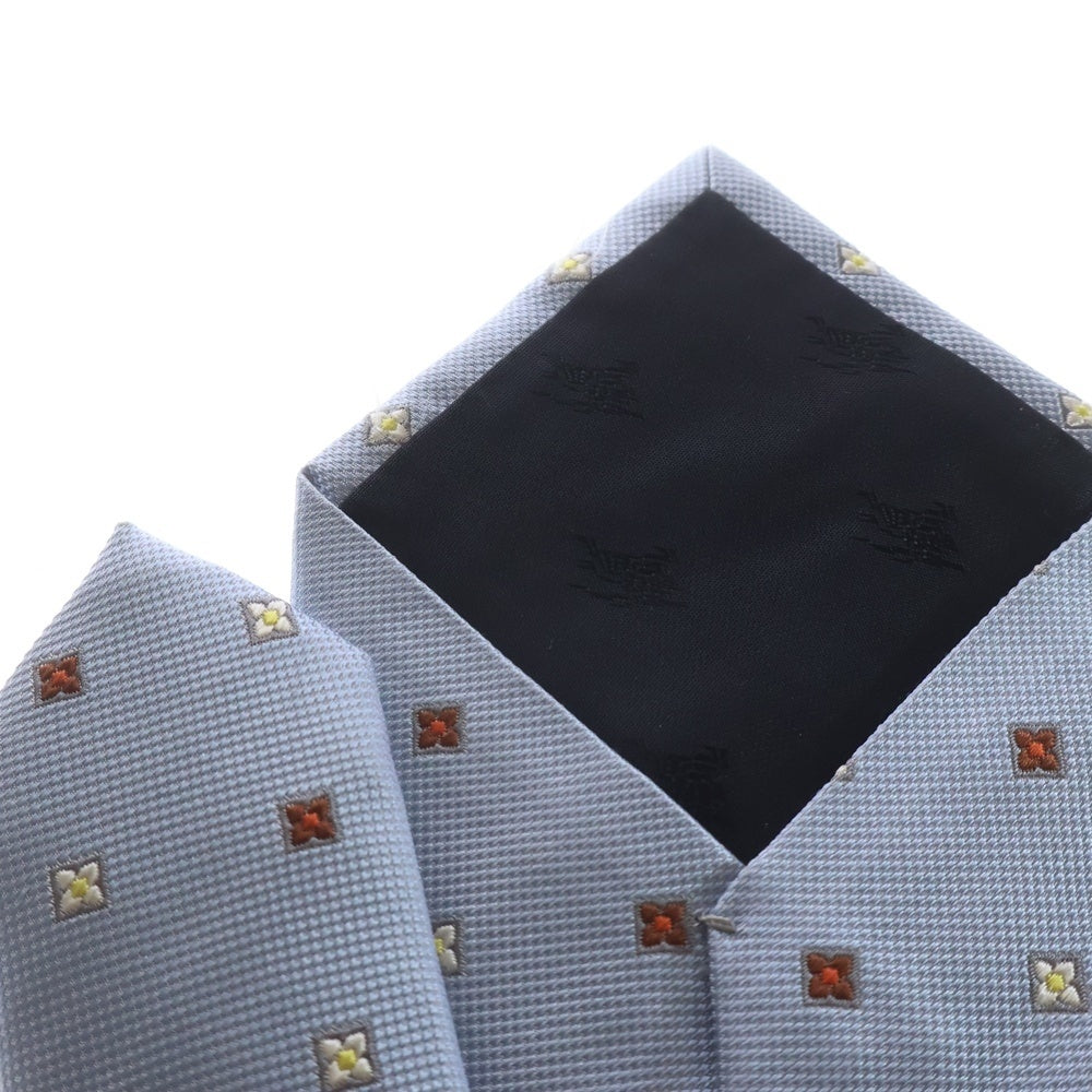 BURBERRY BLACK LABEL(バーバリー ブラックレーベル) フラワー 小紋柄 シルク ネクタイ ライトブルー