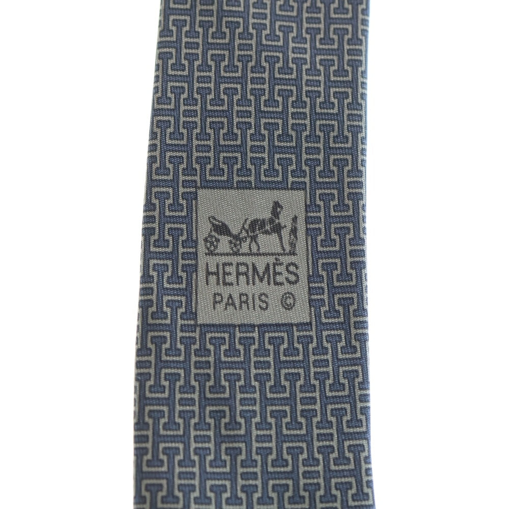 HERMES(エルメス) FACONNEE H ロゴ シルクネクタイ グレー