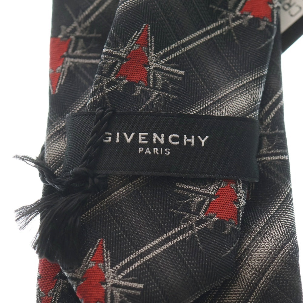 GIVENCHY(ジバンシィ) チェック スパイラル シルク ネクタイ グレー/レッド