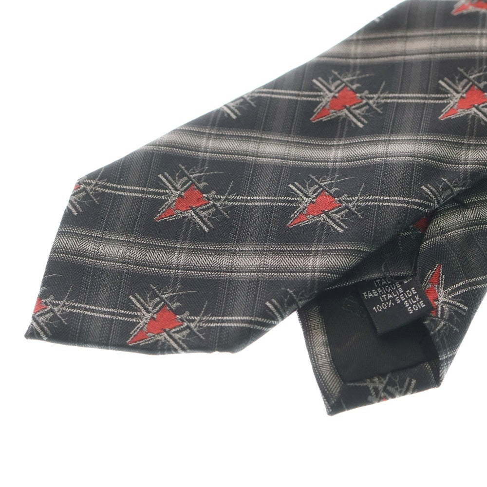GIVENCHY(ジバンシィ) チェック スパイラル シルク ネクタイ グレー/レッド