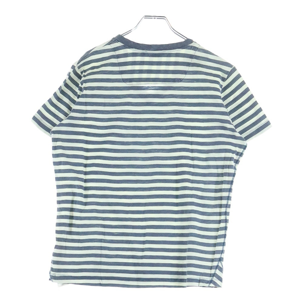 DIESEL(ディーゼル) Vネック ボーダー 半袖Tシャツ ホワイト/ブルー