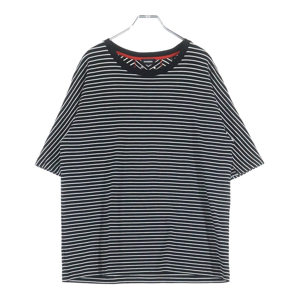 DIESEL(ディーゼル) ボーダー クルーネック半袖Tシャツ ブラック/ホワイト