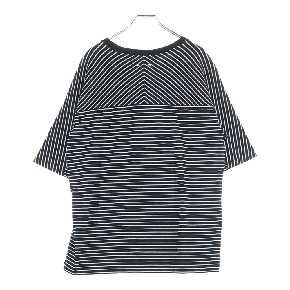 DIESEL(ディーゼル) ボーダー クルーネック半袖Tシャツ ブラック/ホワイト