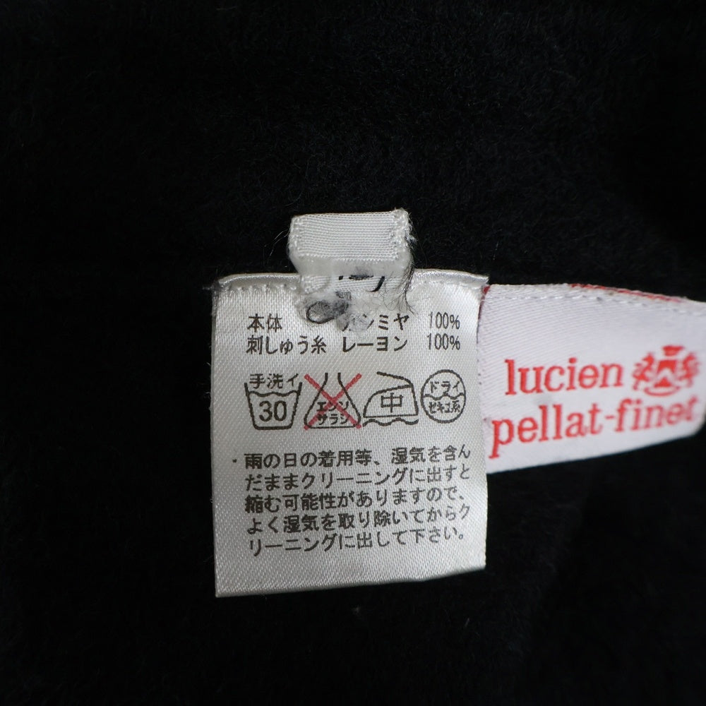 lucien pellat-finet(ルシアンペラフィネ) スカル ラインストーン ロゴ Vネック カシミヤ ニット セーター ブラック