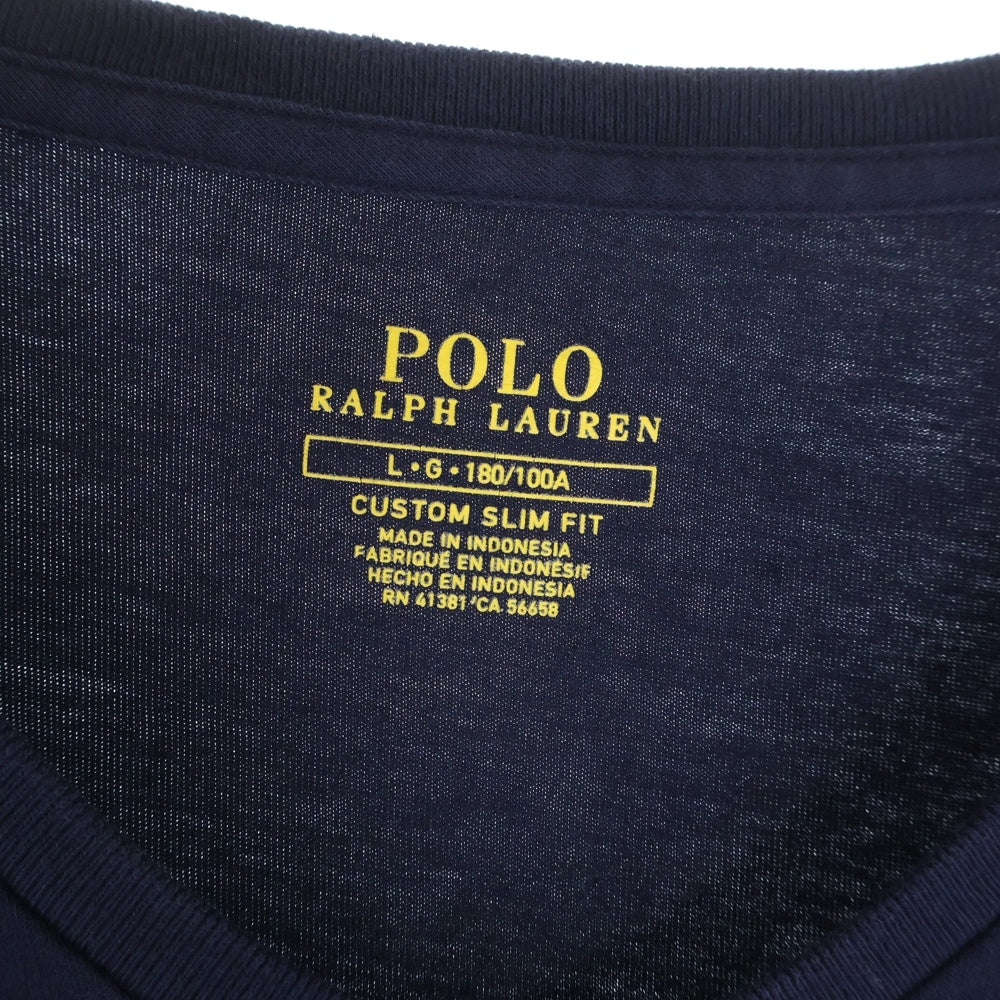POLO RALPH LAUREN(ポロラルフローレン) スモールポニー 刺繍 Vネック半袖Tシャツ ネイビー