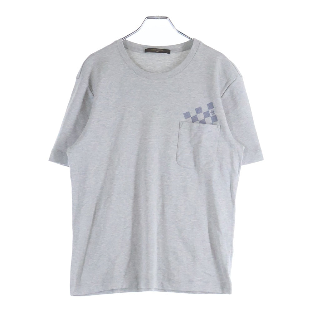 LOUIS VUITTON(ルイヴィトン) 13SS ダミエ ロゴ ポケット付き コットン クルーネック 半袖Tシャツ カットソー グレー RM131M H3JR09CMS