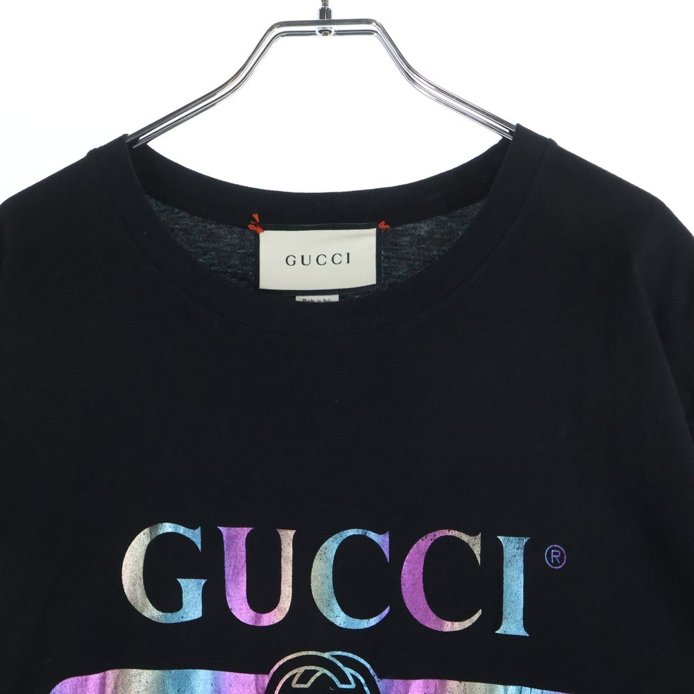GUCCI(グッチ) レインボーロゴ 半袖Tシャツ ブラック 548334