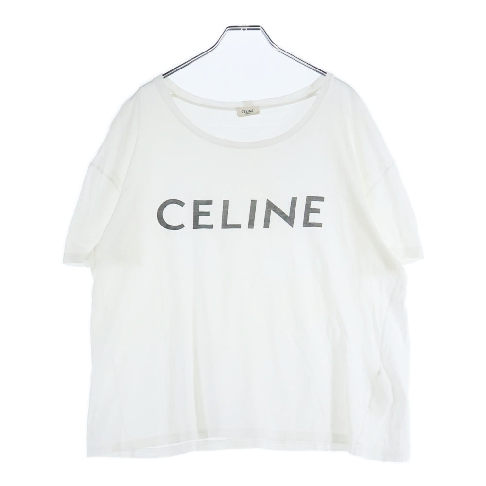 CELINE(セリーヌ) フロントロゴプリント クルーネック 半袖Tシャツ カットソー ホワイト X008370E
