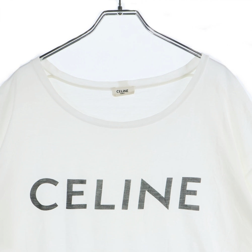 CELINE(セリーヌ) フロントロゴプリント クルーネック 半袖Tシャツ カットソー ホワイト X008370E