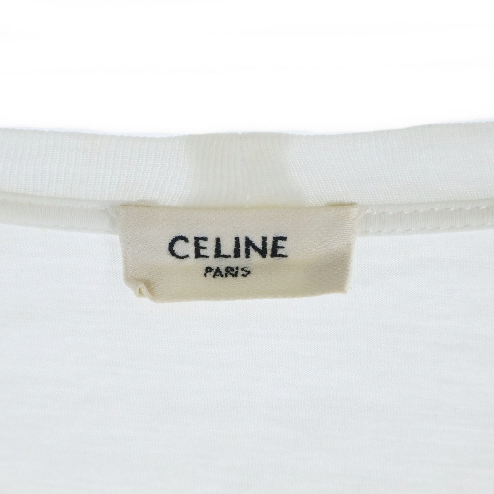CELINE(セリーヌ) フロントロゴプリント クルーネック 半袖Tシャツ カットソー ホワイト X008370E
