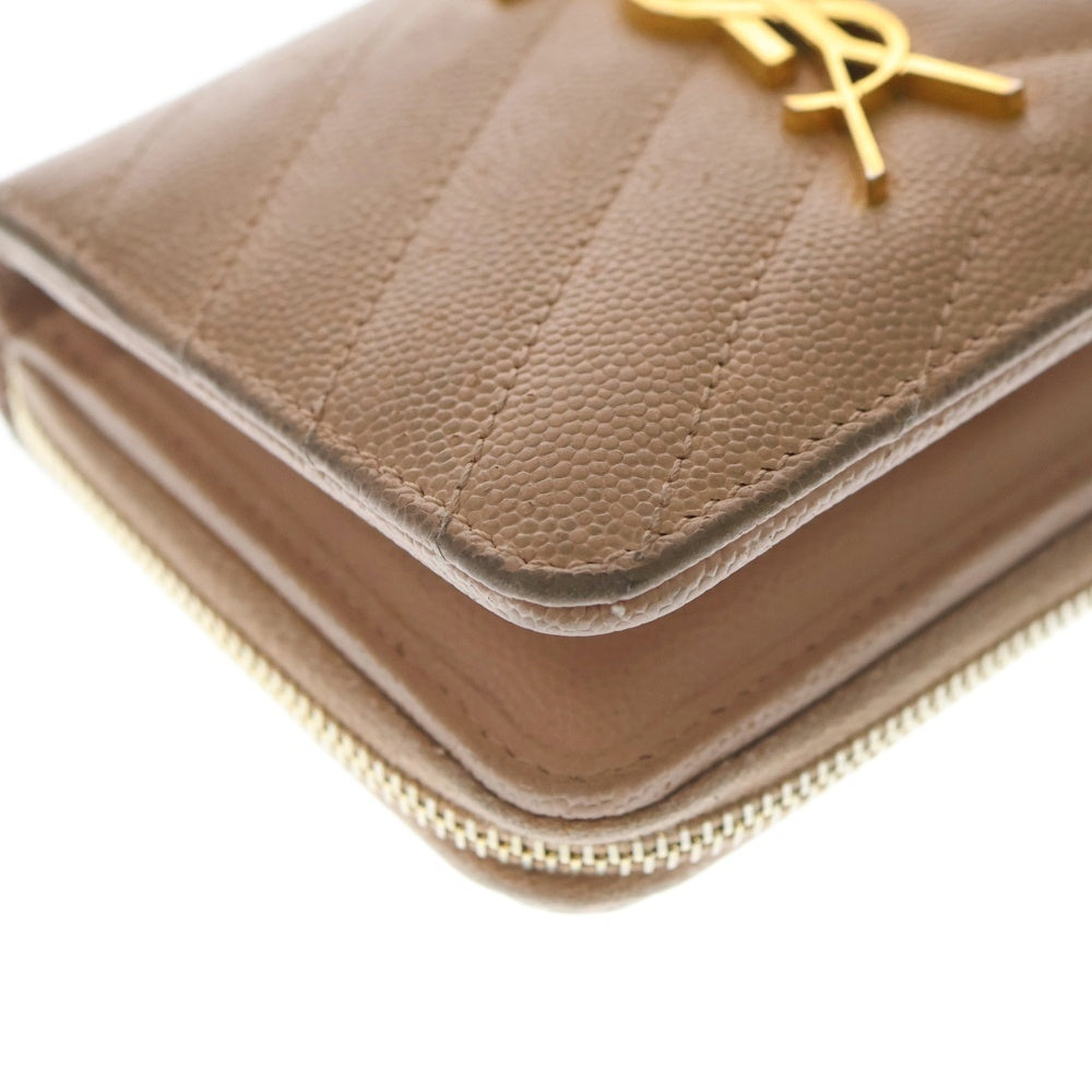 SAINT LAURENT PARIS(サンローランパリ) モノグラム コンパクト ジップアラウンド ウォレット 財布 ベージュ 403723 レディース