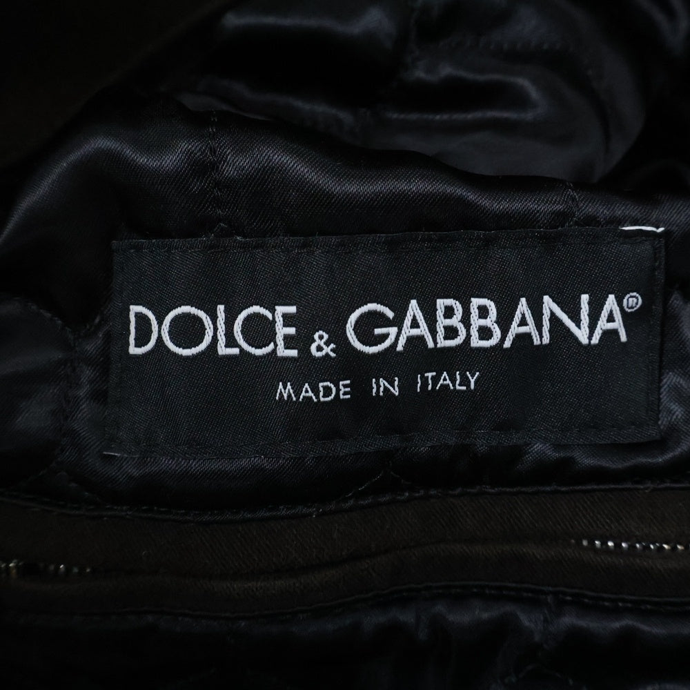 DOLCE & GABBANA(ドルチェアンドガッバーナ) 裏地キルティング コットン Pコート ブラウン G0332T/FU6JD