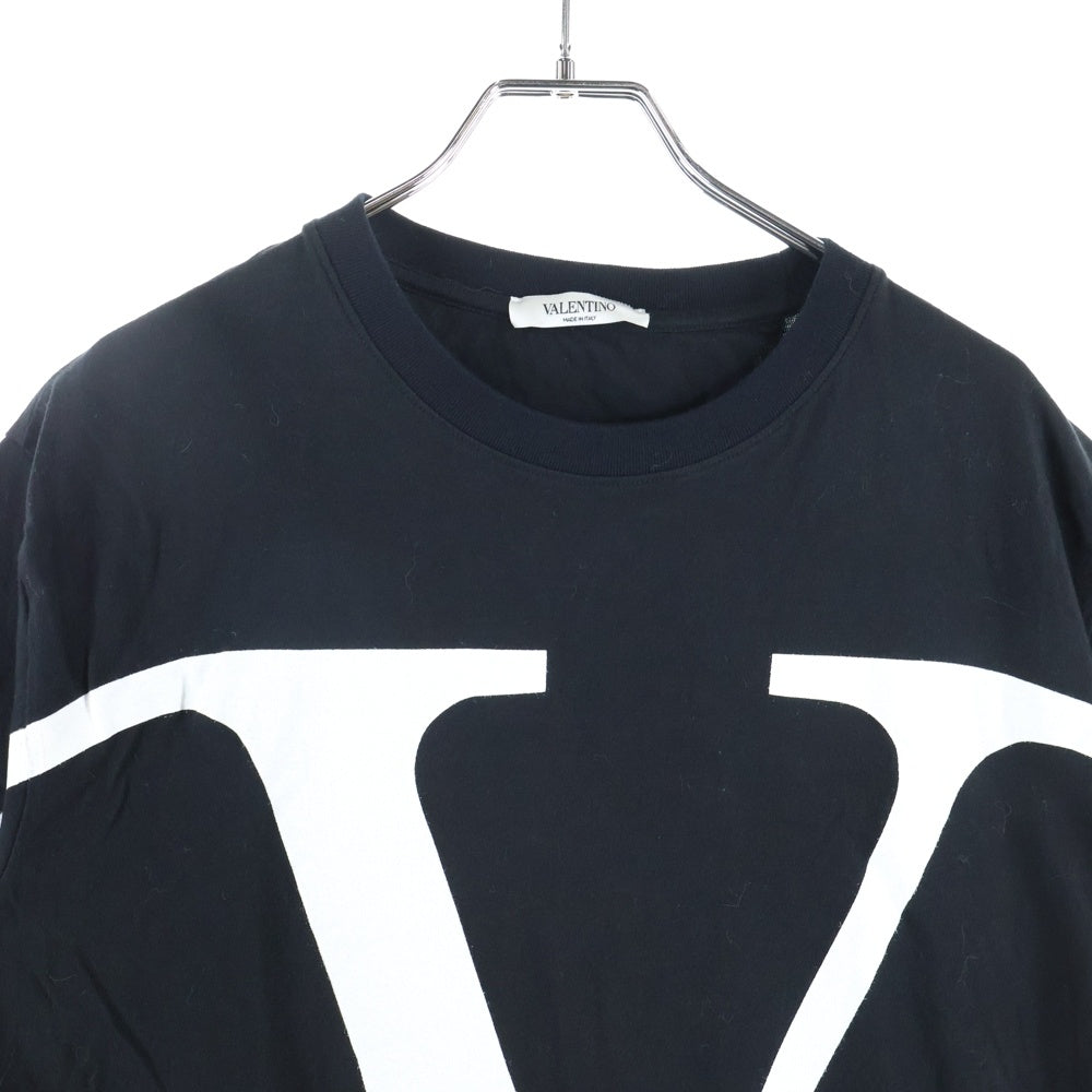 VALENTINO(ヴァレンティノ) 19AW Deconstructed Vlogo T-shirt Vロゴプリント クルーネック 半袖Tシャツ カットソー ブラック SV3MG02T5F6