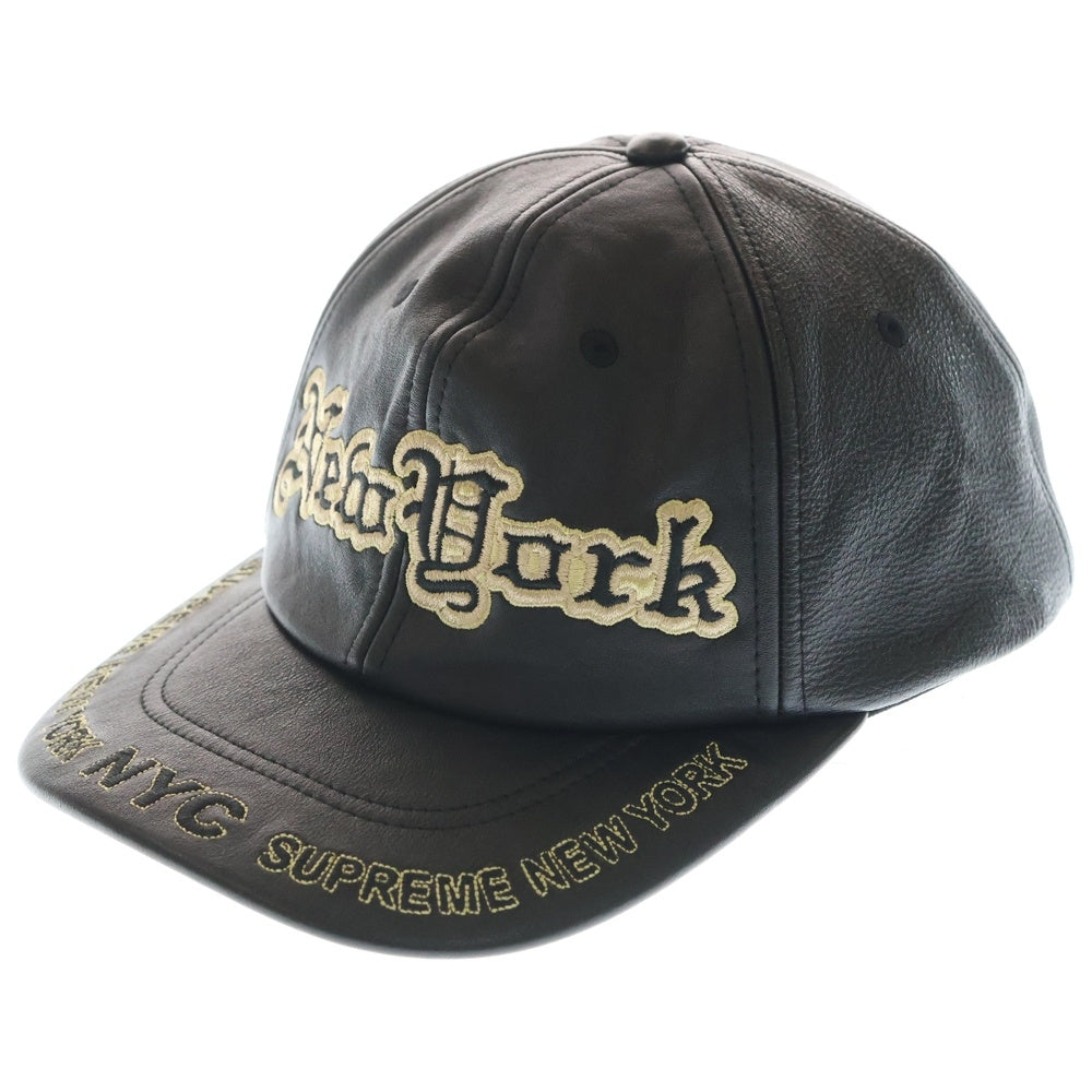 SUPREME(シュプリーム) 25AW New York Leather 6-Panel ニューヨーク レザー 6パネル キャップ 帽子 ブラック